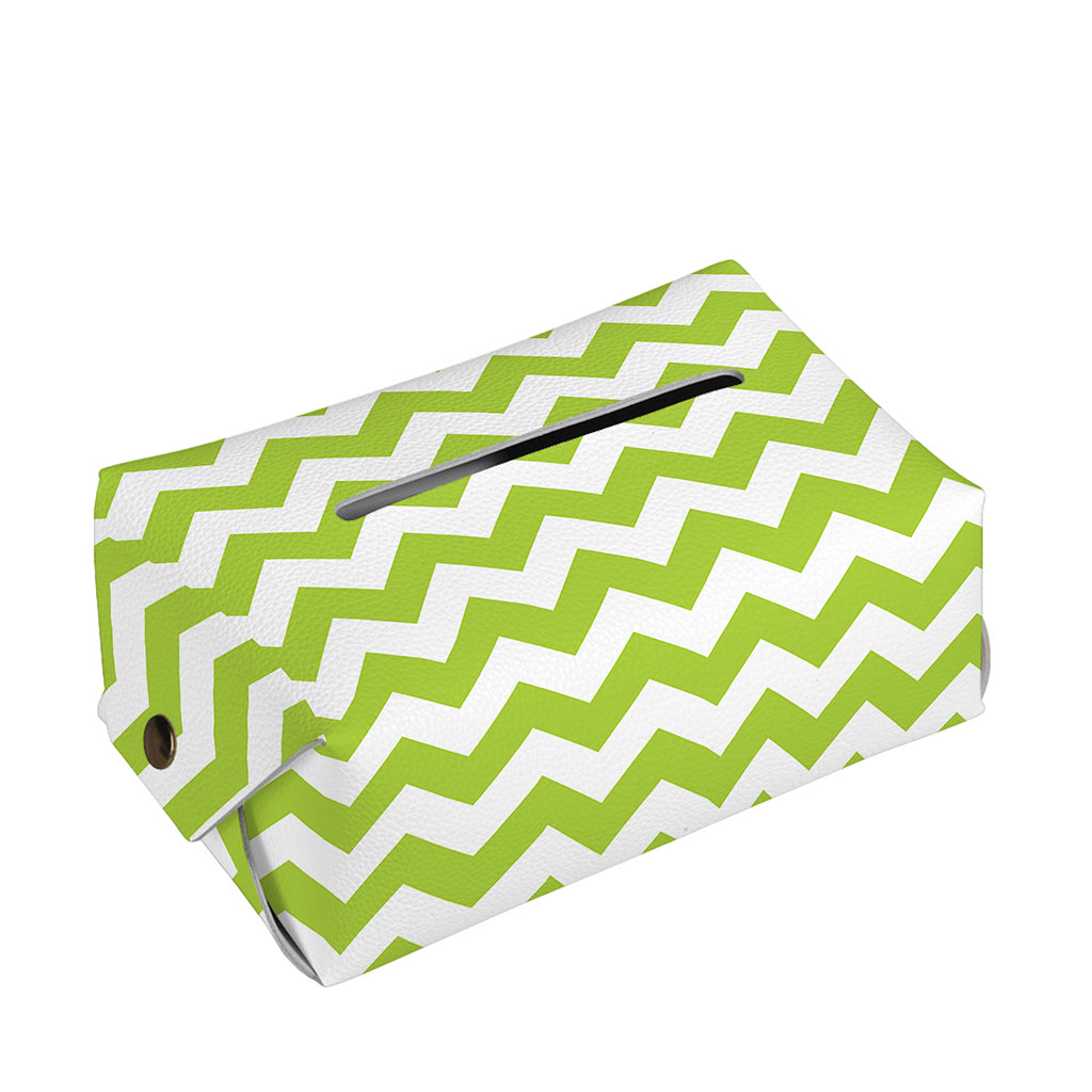 Lime Green And White Chevron Print Rectangle Tissue Box Cover