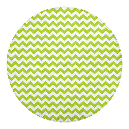 Lime Green And White Chevron Print Round Blanket