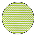 Lime Green And White Chevron Print Round Floor Mat