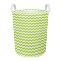 Lime Green And White Chevron Print Round Laundry Basket