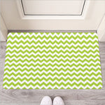 Lime Green And White Chevron Print Rubber Doormat