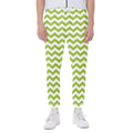 Lime Green And White Chevron Print Joggers