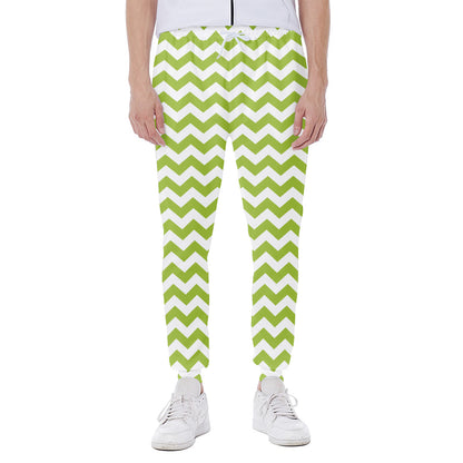Lime Green And White Chevron Print Scuba Joggers