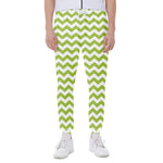 Lime Green And White Chevron Print Scuba Joggers