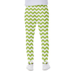 Lime Green And White Chevron Print Scuba Joggers