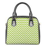 Lime Green And White Chevron Print Shoulder Handbag
