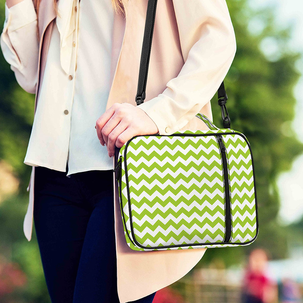 Lime Green And White Chevron Print Shoulder Strap Bible Bag