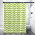 Lime Green And White Chevron Print Shower Curtain