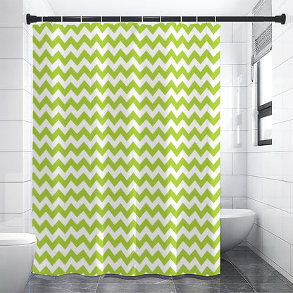 Lime Green And White Chevron Print Shower Curtain