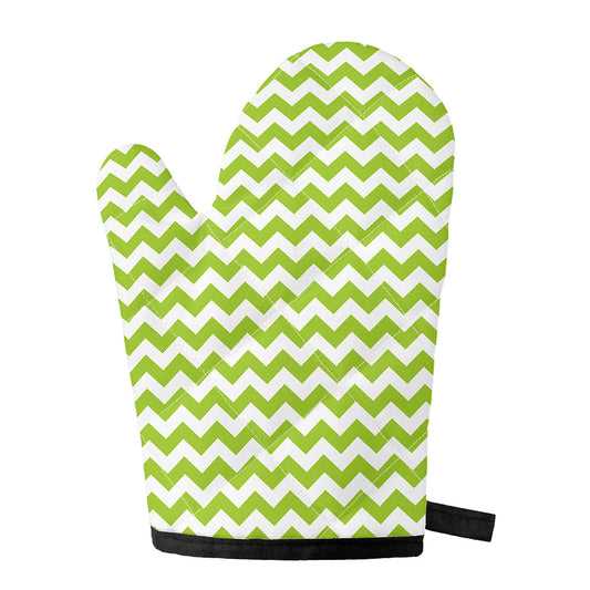 Lime Green And White Chevron Print Single Oven Mitt