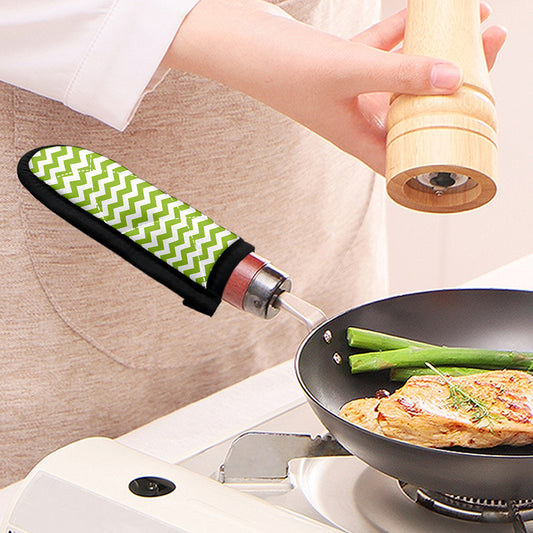 Lime Green And White Chevron Print Skillet Handle Cover