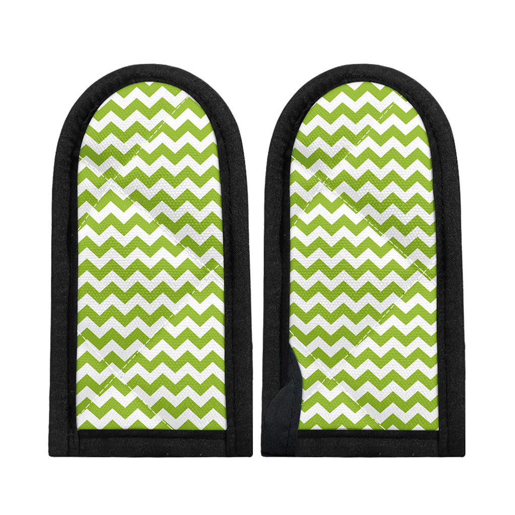 Lime Green And White Chevron Print Skillet Handle Cover