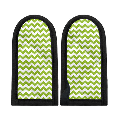 Lime Green And White Chevron Print Skillet Handle Cover