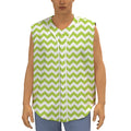Lime Green And White Chevron Print Sleeveless Baseball Jersey