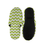 Lime Green And White Chevron Print Slippers