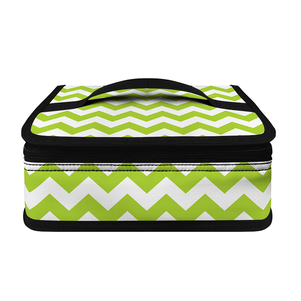 Lime Green And White Chevron Print Small Lunch Bag