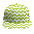 Lime Green And White Chevron Print Snapback Cap