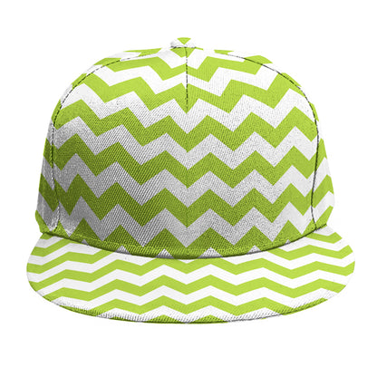 Lime Green And White Chevron Print Snapback Cap