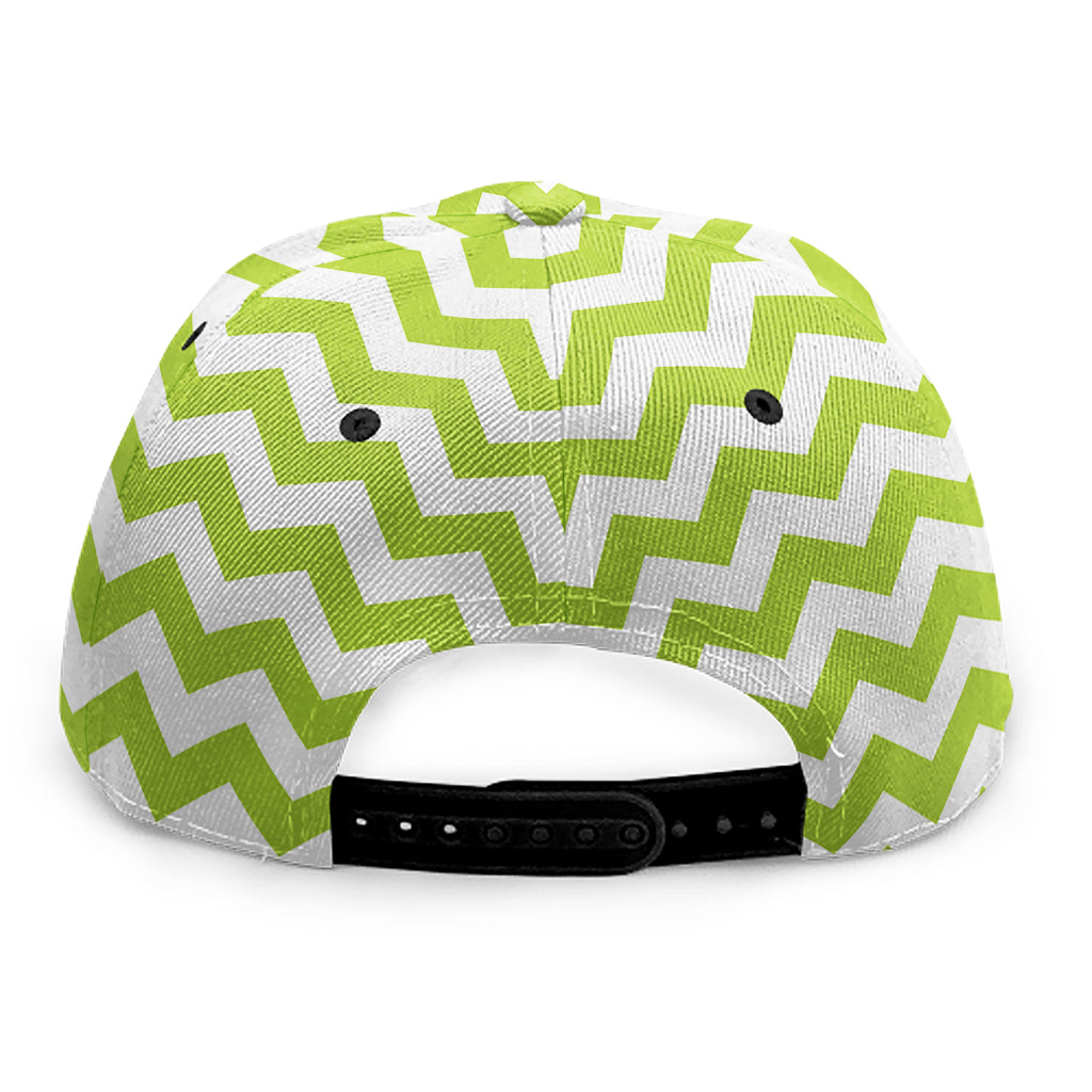 Lime Green And White Chevron Print Snapback Cap