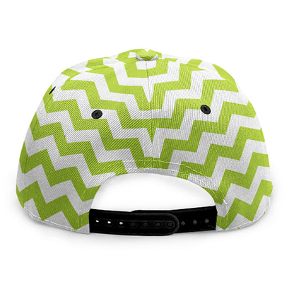 Lime Green And White Chevron Print Snapback Cap