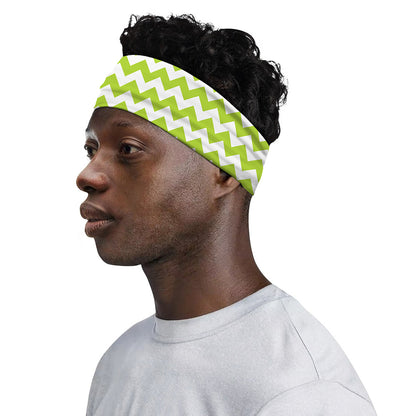 Lime Green And White Chevron Print Sports Headband