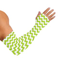 Lime Green And White Chevron Print Sun Protection Arm Sleeves
