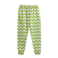 Lime Green And White Chevron Print Sweatpants