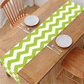 Lime Green And White Chevron Print Table Runner