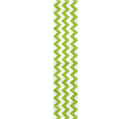 Lime Green And White Chevron Print Table Runner