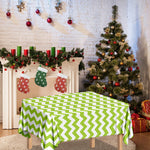 Lime Green And White Chevron Print Tablecloth
