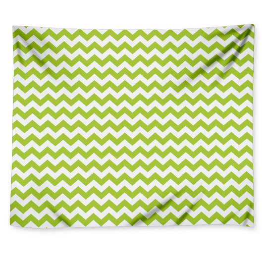 Lime Green And White Chevron Print Tapestry