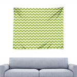 Lime Green And White Chevron Print Tapestry