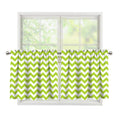 Lime Green And White Chevron Print Tier Curtains