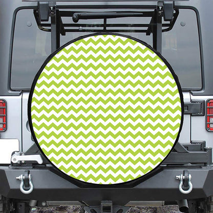 Lime Green And White Chevron Print Tire Cover