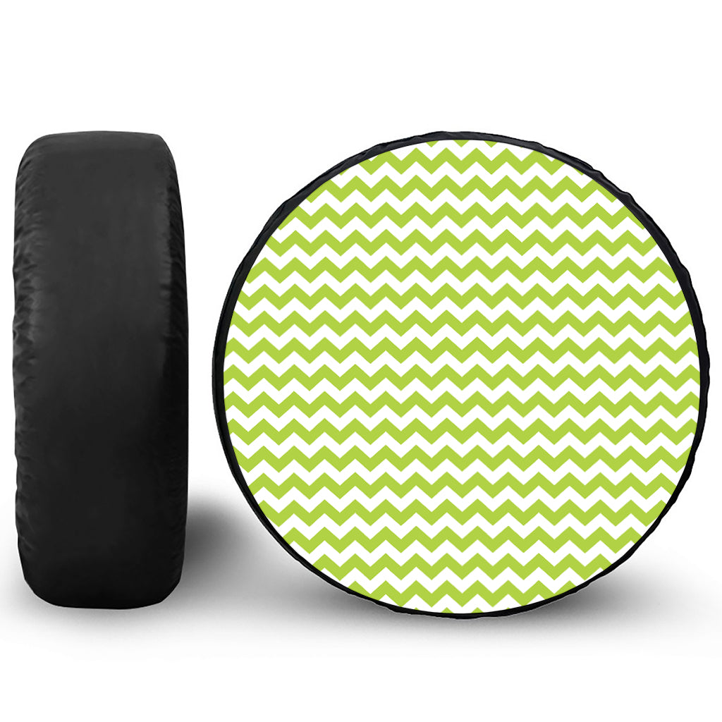 Lime Green And White Chevron Print Tire Cover