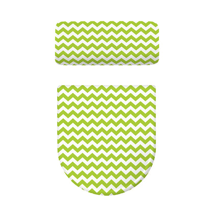 Lime Green And White Chevron Print Toilet Lid And Tank Cover Set