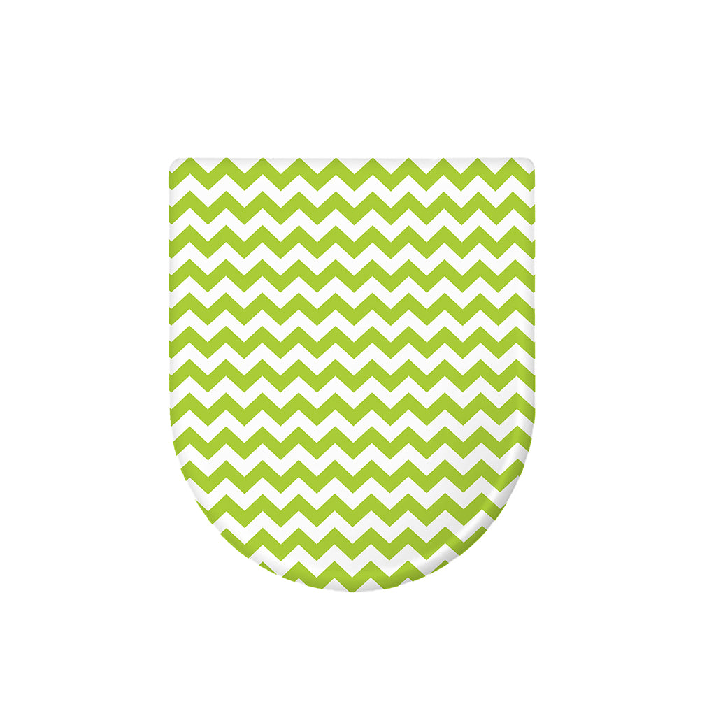 Lime Green And White Chevron Print Toilet Lid Cover