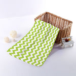 Lime Green And White Chevron Print Towel
