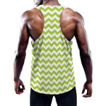Lime Green And White Chevron Print Training Tank Top