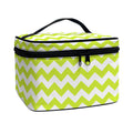 Lime Green And White Chevron Print Travel Makeup Bag