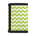 Lime Green And White Chevron Print Trifold Wallet