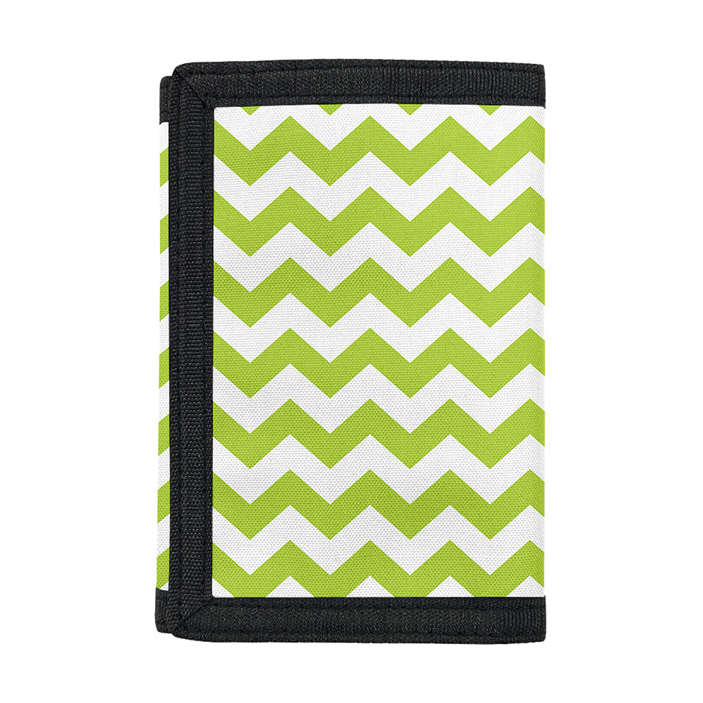 Lime Green And White Chevron Print Trifold Wallet