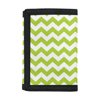 Lime Green And White Chevron Print Trifold Wallet
