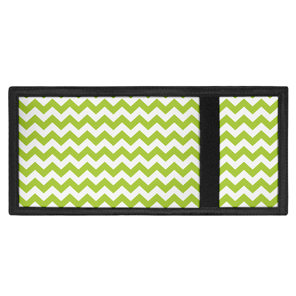Lime Green And White Chevron Print Trifold Wallet