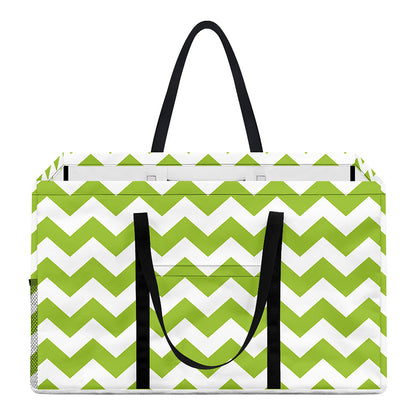 Lime Green And White Chevron Print Utility Tote Bag