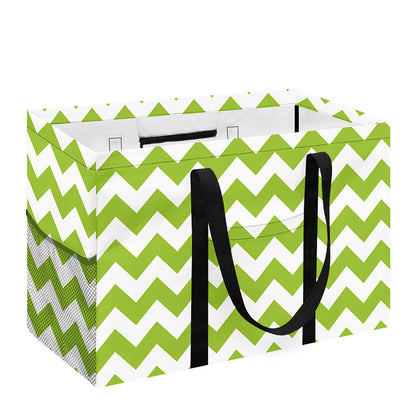 Lime Green And White Chevron Print Utility Tote Bag