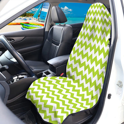 Lime Green And White Chevron Print Waterproof Car Seat Cover
