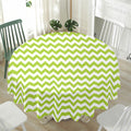 Lime Green And White Chevron Print Waterproof Round Tablecloth