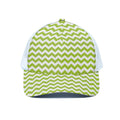 Lime Green And White Chevron Print White Mesh Trucker Hat
