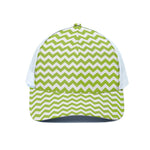 Lime Green And White Chevron Print White Mesh Trucker Cap
